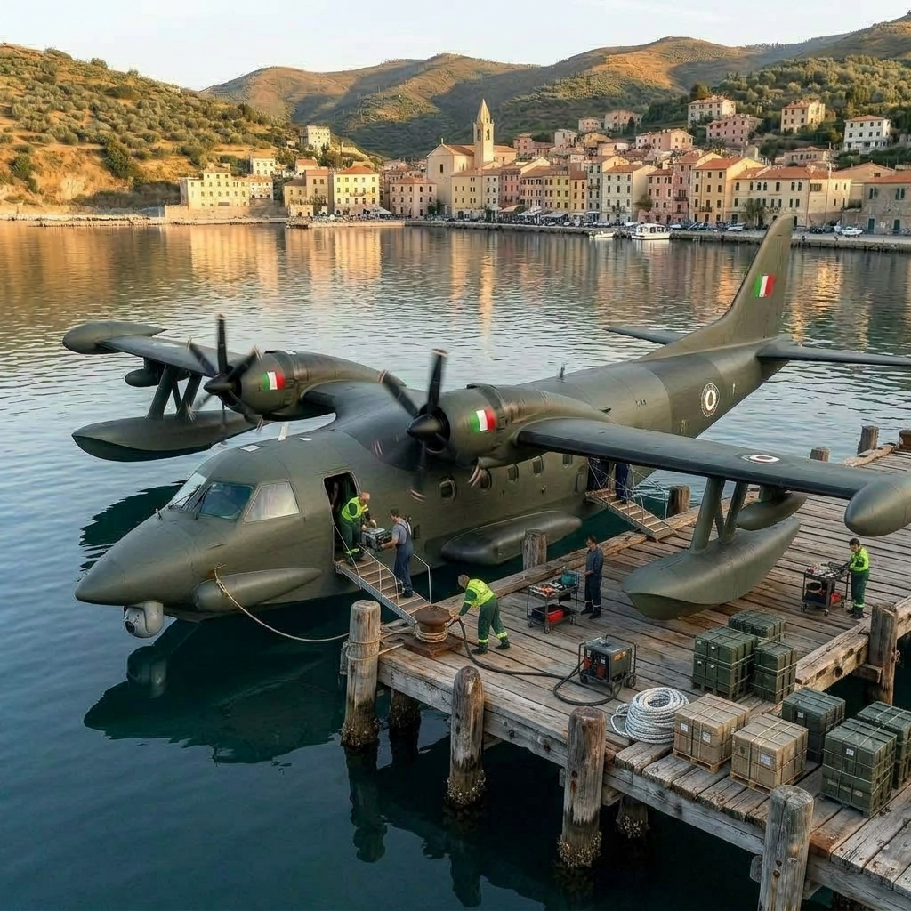 ASHVA seaplane moored at a rustic wooden jetty